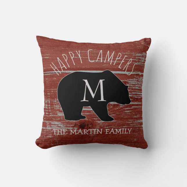 Coussin Monogramme rustique d'ours de profondément (Recto)