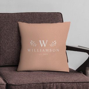 Coussin Monogramme Rustique moderne Nom de famille personn