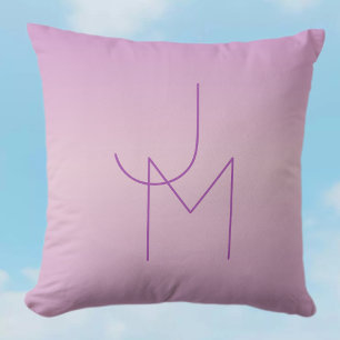 Coussin Monogramme superposé unique Rose lavande doux