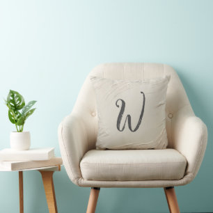 Coussin Monogramme sur ivoire