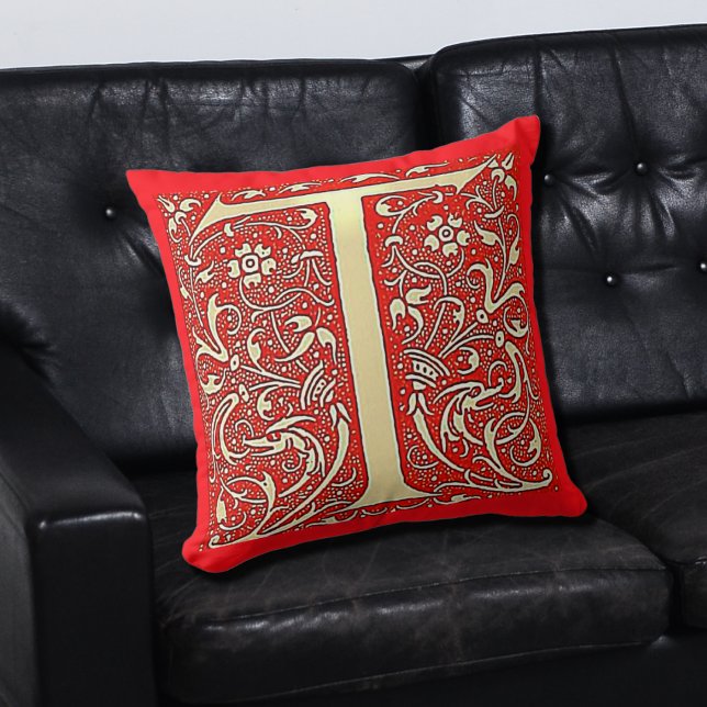 Coussin monogramme T orné antique (Créateur téléchargé)