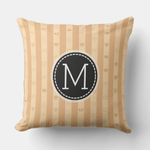 Coussin Monogramme Toscan Stripes Moderne Motif de coeur