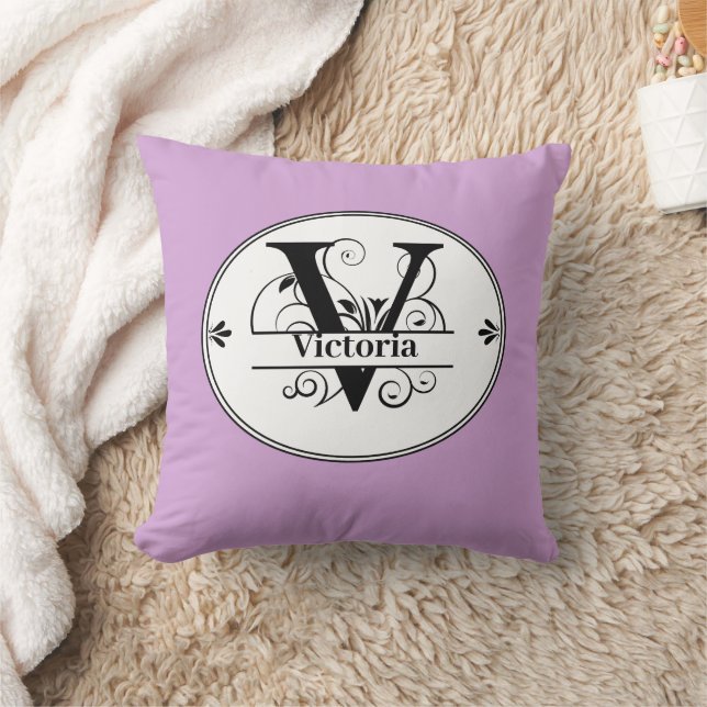 Coussin Monogramme V et nom Violet (Couverture)