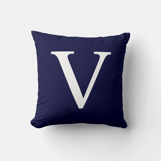 Coussin Monogramme V Sur Le Bleu De La Marine (Recto)