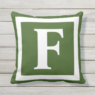 Coussin Monogramme vert de pin moderne initial