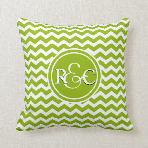 Coussin Monogramme vert pomme d'initiales personnalisé pa