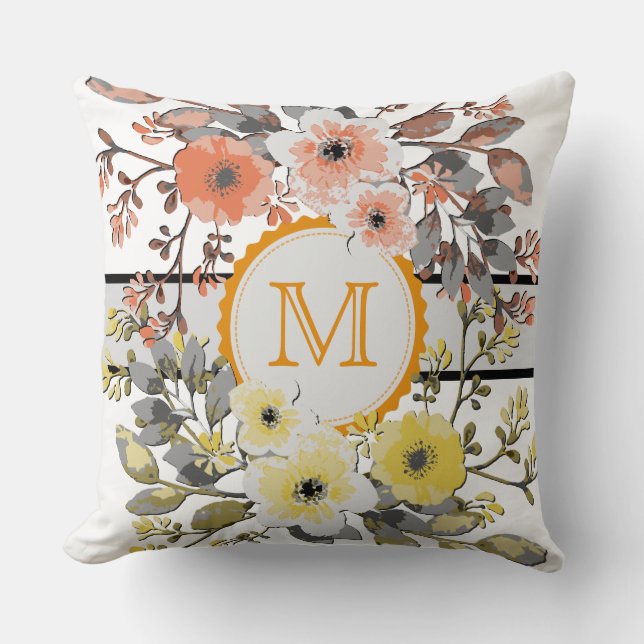 Coussin Monogramme Vintage jaune orange (Recto)