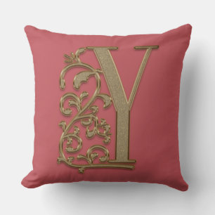 Coussin Monogramme Y Douce Mariage Rose Remise de diplôme 