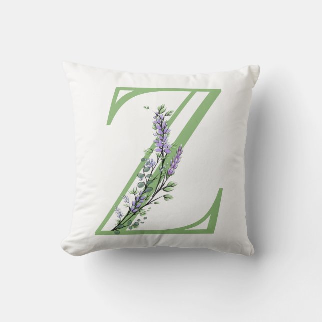 Coussin Monogramme Z Lavande Eucalyptus (Recto)