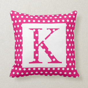 Coussin Monogrammes rose blanc Pois coloré unique