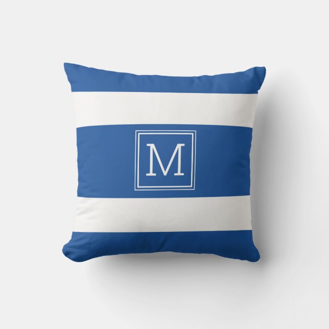 Coussin Monogrammes Simples Bleus Et Blancs Royaux (Recto)