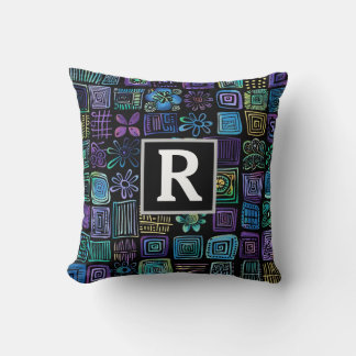 Coussin Monographie de conception végétale et géométrique