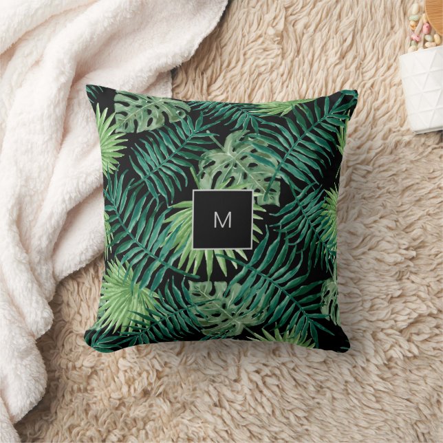 Coussin Monographie de famille de feuilles tropicaux d'aqu (Couverture)