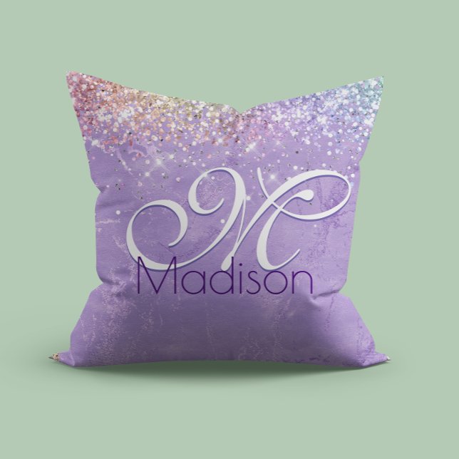 Coussin Monographie de la parties scintillant mignonne iri (Créateur téléchargé)