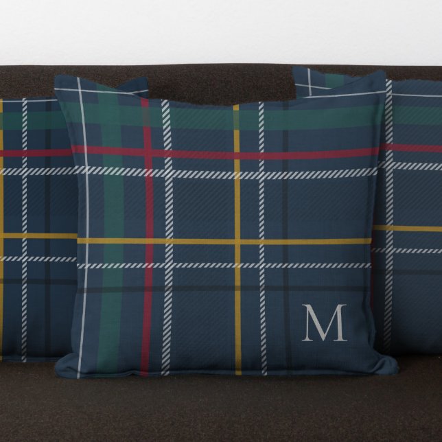 Coussin Monographie de Noël de la marine plaid coloré (Créateur téléchargé)