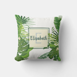 Coussin Monographie tropicale des feuilles verts et des fl
