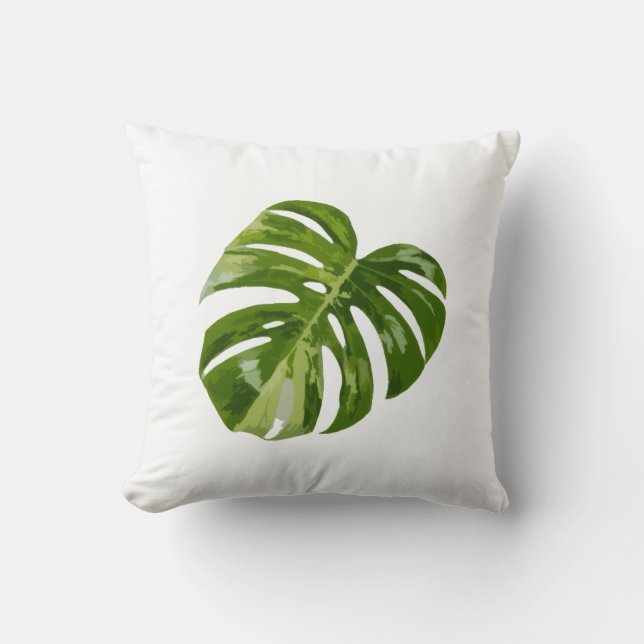 Coussin Monstera Albo Leaf Pillow — Botanical Home Decor (Recto)