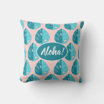 Monstera Leaves - Blue and Pink