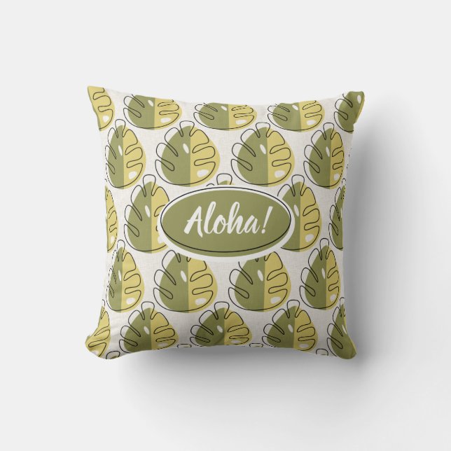 Coussin Monstera Leaves - Green (Recto)