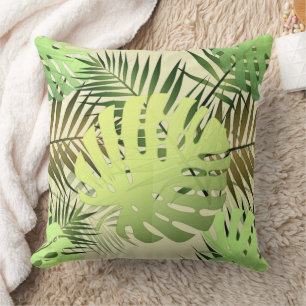 Coussin Monstera Palm Feuilles Jungle tropicale