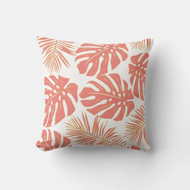 Coussin Monstère de corail vivant tropical feuille motif (Recto)