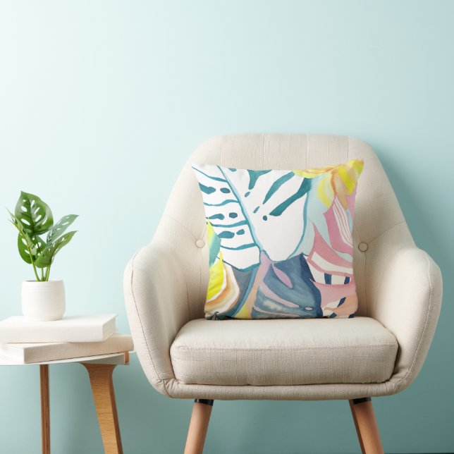 Coussin Monstère tropicale Plante Abstraite peinture (Chaise)