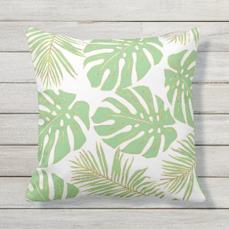 Coussin Monstère tropicale verte Sage feuille motif