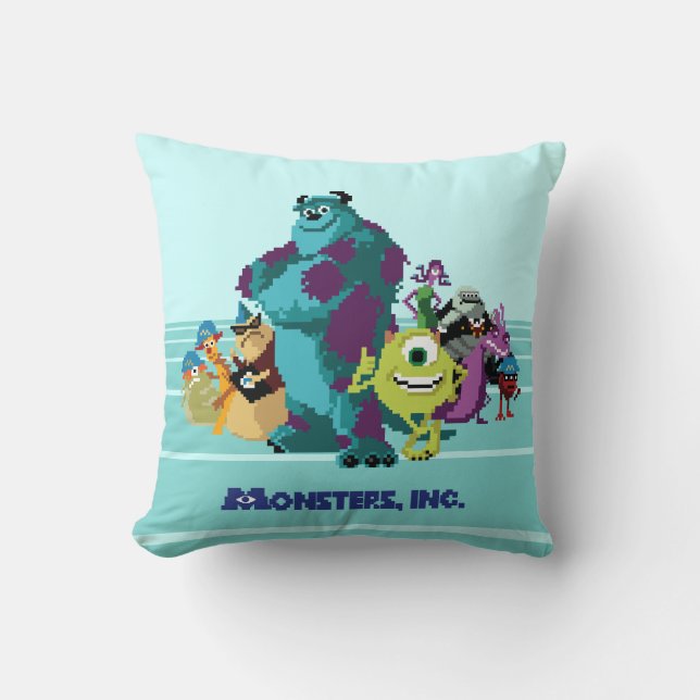 Coussin Monsters Inc 8Bit Mike, Sully, et Gang (Recto)