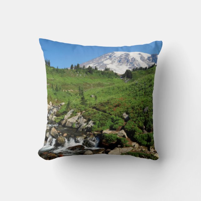 Coussin Mont Rainier, cascade, enneigé (Recto)
