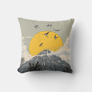 Coussin Montagne du volcan fleur sauvage