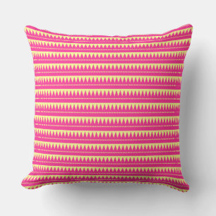 Coussin Montagnes Aztèques - Rose Chaud sur Chalk Jaune