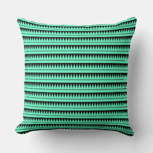 Coussin Montagnes Aztèques - Turquoise sur Noir