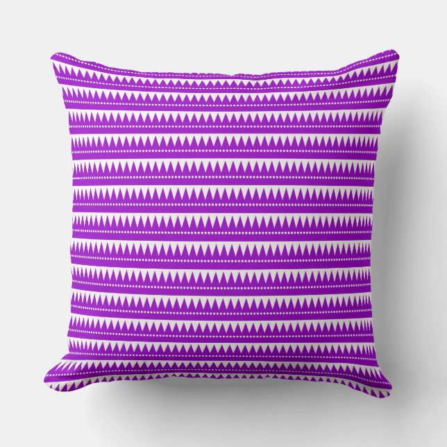 Coussin Montagnes Aztèques - Violet avec blanc (Recto)