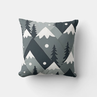 Coussin Montagnes et arbres d'hiver scandinaves Lancer l'o