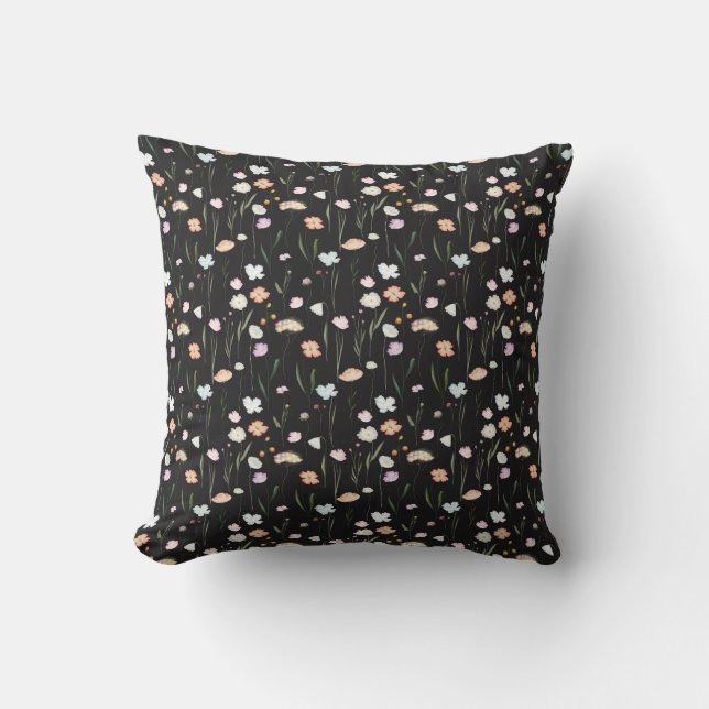 Coussin Moody Fleur sauvage Black Floral (Recto)