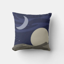 Moon & Sun Night over Desert Dunes Throw Pillow