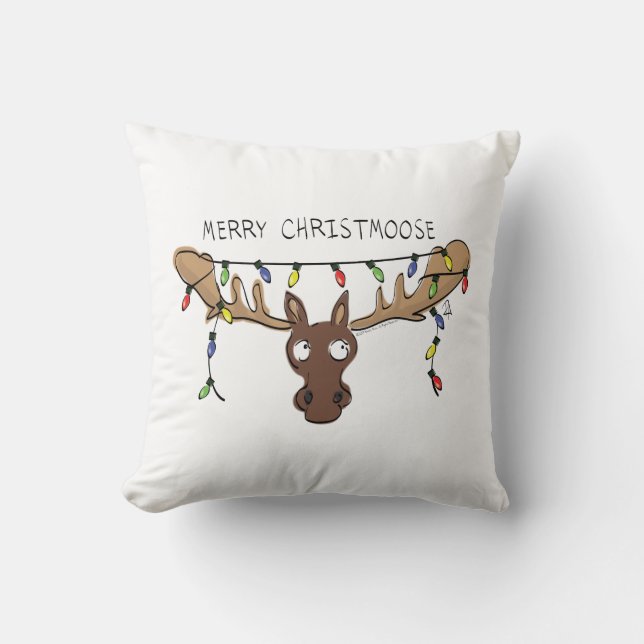 Coussin Moose Cute Funny Noël (Recto)