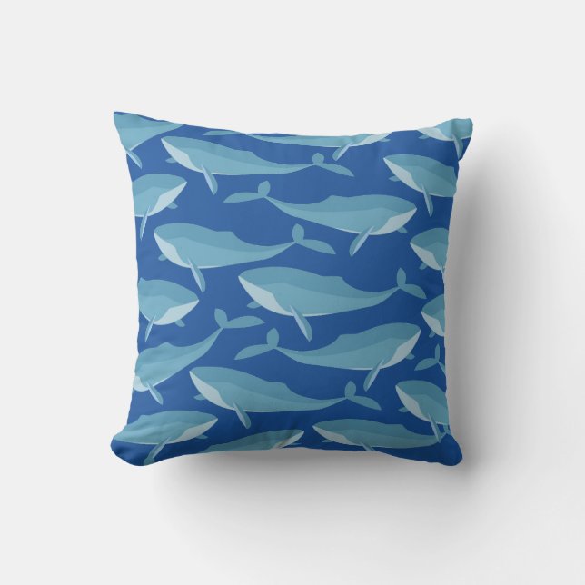 Coussin Morceau de baleines nager bleu foncé (Recto)