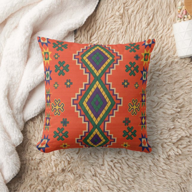Coussin Moroccan Harmony in Orange Throw Pillow (Couverture)