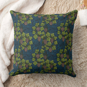 Coussin Morris - Antique 1873 Motif de raisins et de feuil