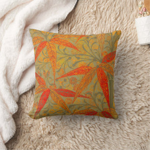 Coussin Morris & Co. motif Bamboo Godwin orange et sauge