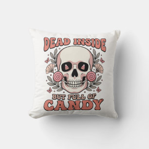 Coussin Mort à l'intérieur mais plein de bonbons Crâne Hal