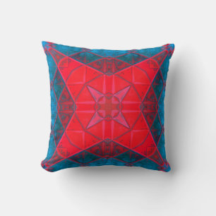 Coussin Mosaic Carré Kaleidoscope Rouge et Bleu