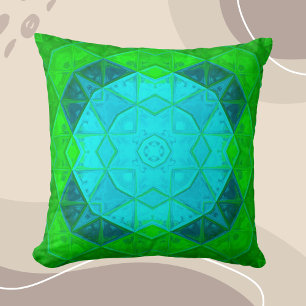 Coussin Mosaic Carré Kaleidoscope Vert et Bleu