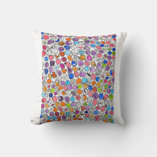 Coussin Mosaic Doodle Pattern with Whimsical Symbols