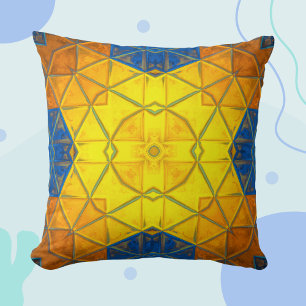 Coussin Mosaic kaléidoscope Carré Jaune et Bleu