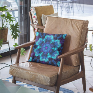Coussin Mosaic Kaleidoscope Fleur bleu et violet