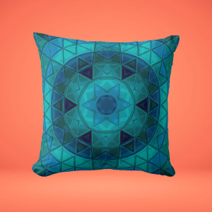 Coussin Mosaic Mandala Flower Blue
