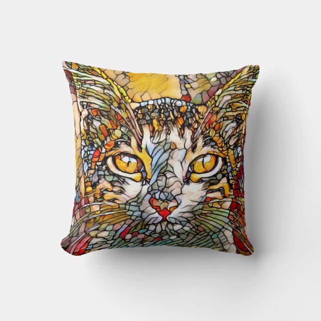 Coussin Mosaic Multicolor Chat 697 (Recto)