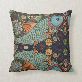 Coussin Mosaic Poisson Sarcelle / Turquoise Moderne Motif